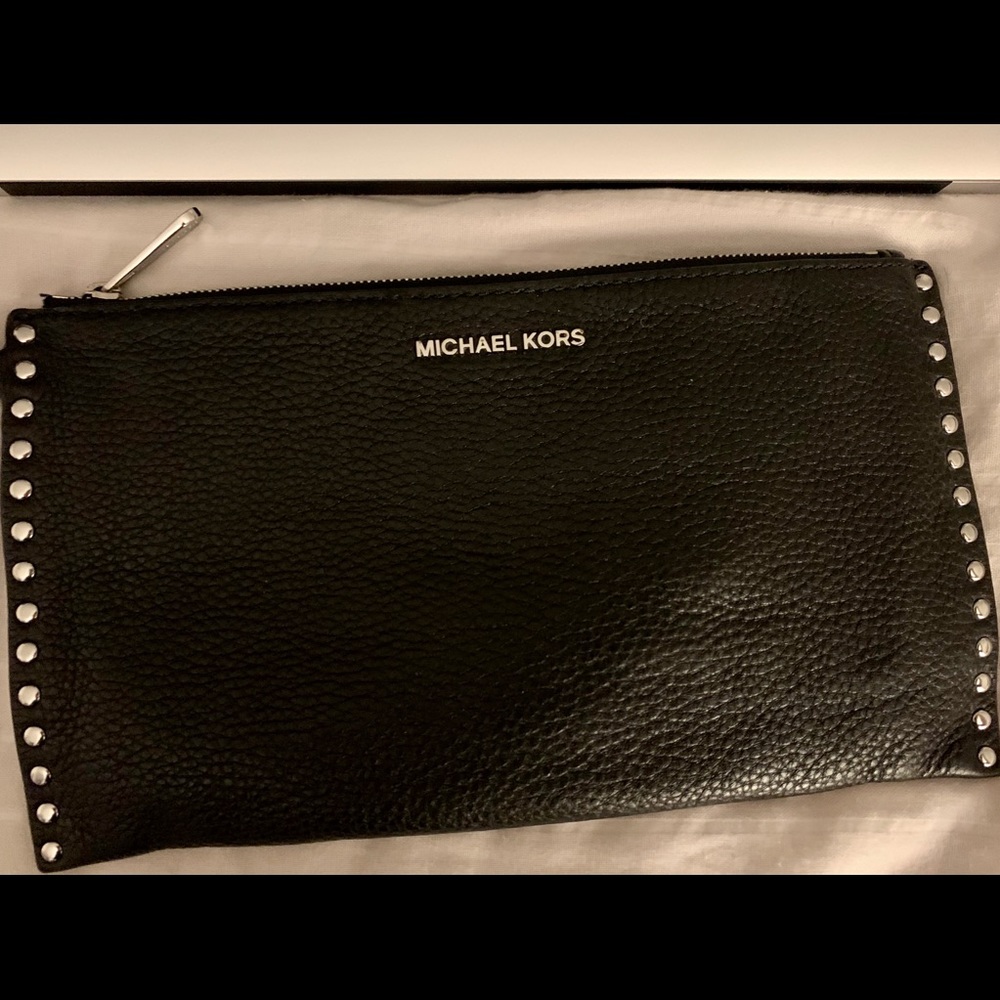 Michael Kors Black Leather Clutch x Studs